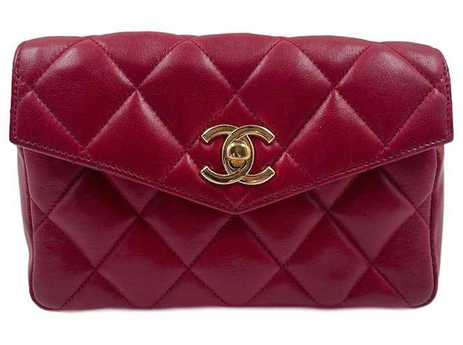 Red Leather Chanel Belt Bag ref.695685 - Joli Closet