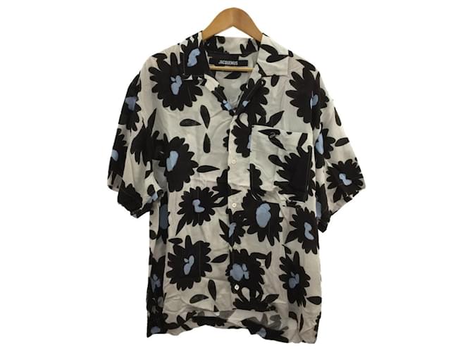 *Camisa de manga curta JACQUEMUS/50/--/WHT/Padrão floral/Camisa floral de manga curta [Roupa masculina] Branco Viscose  ref.695755