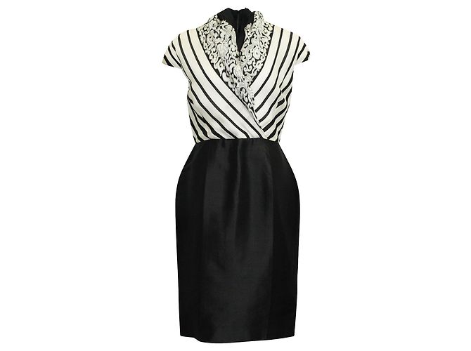 Shanghai Tang Schwarz-weißes Seidenkleid