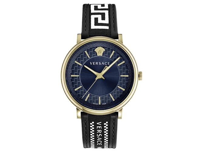 Versace V-Circle Strap Watch Golden Metallic  ref.695877