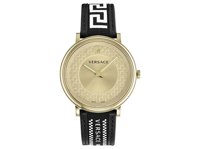 Versace V-Circle Strap Watch Golden Metallic  ref.695879