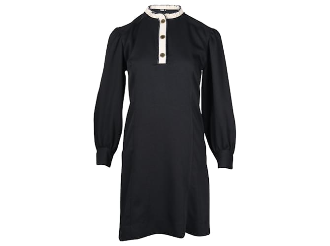 Sandro Noemi Mini Shift Dress in Black Polyester  ref.695885