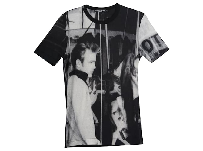 Dolce & Gabbana Camiseta James Dean Graphic em Algodão Cinza  ref.695903