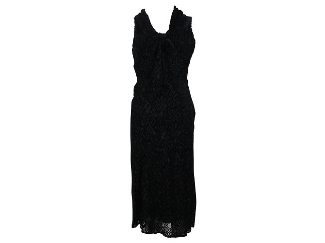Catherine Malandrino Schwarzes Kleid mit Samtmuster