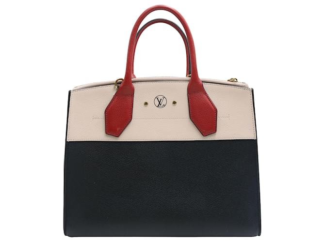 Louis Vuitton Beige/Black Leather City Steamer MM Bag Louis