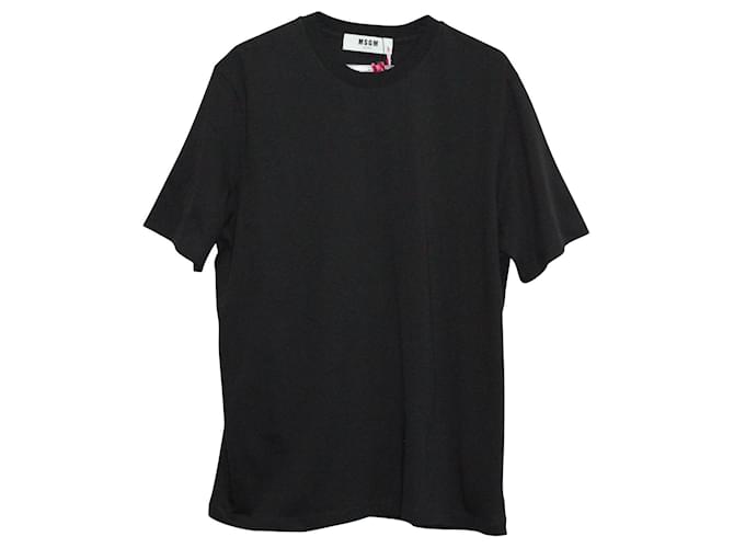 Msgm T-shirt nera con logo Nero Cotone  ref.696012