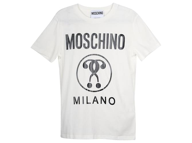 Camiseta com logo Moschino ponto de interrogação em algodão branco  ref.696017