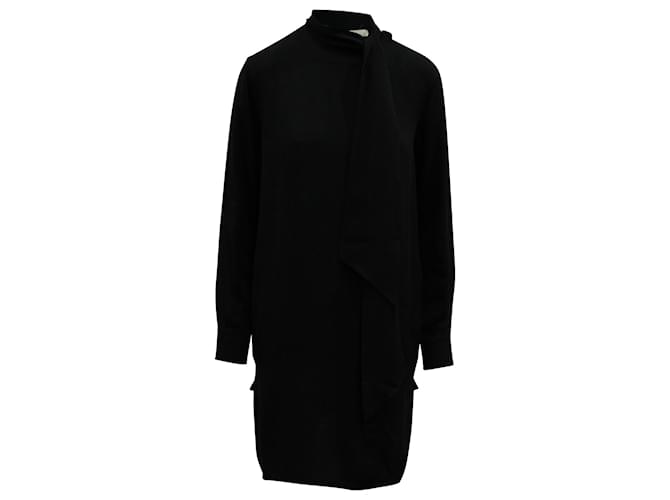 Céline Celine Bow Dress in Black Silk  ref.696045