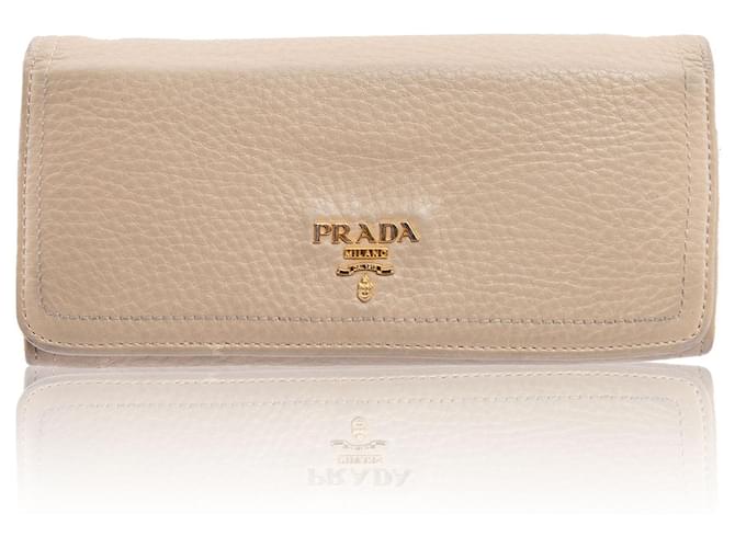 Prada Saffiano Continental Wallet Flesh Leather  ref.696068