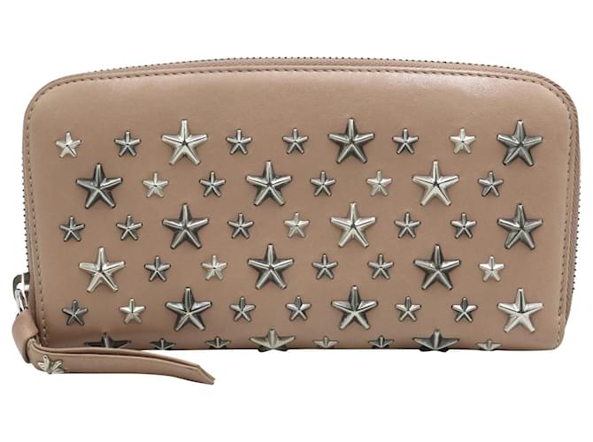 Jimmy Choo Filipa Star-studded Wallet in Beige Leather  ref.696109