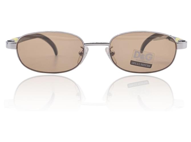 Dolce & Gabbana D&G Silver Rectangular 2032 Sunglasses 50/18 140MM Beige Metal  ref.696114
