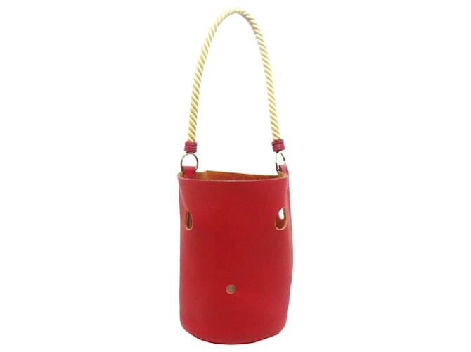 Hermès Hermes Red Clemence Mangeoire Bucket PM Leather Pony-style calfskin  ref.696215