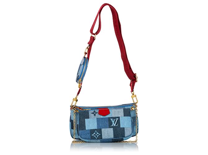 Louis Vuitton Denim Bag With Red Strap Top