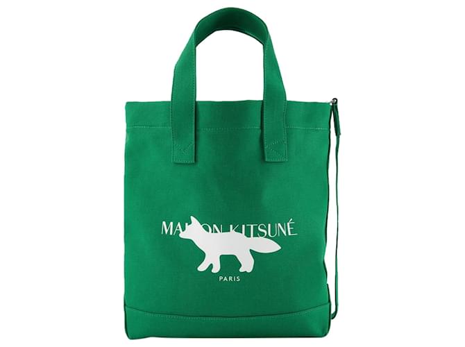 Autre Marque Profile Fox Tote Bag in Green Cotton Cloth  ref.696479
