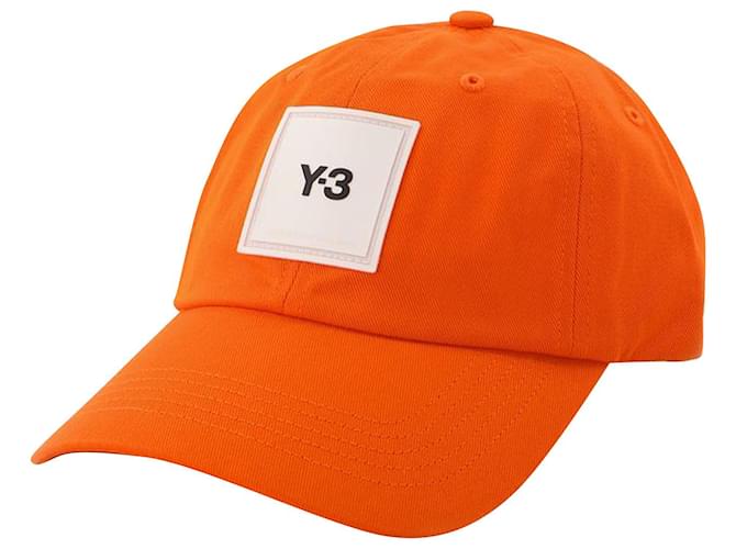 Y3 Y-3 Casquette Sql en Toile Orange  ref.696508