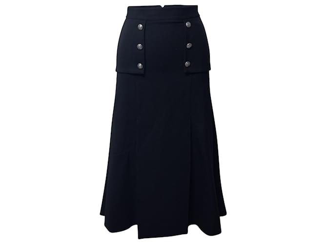 Alexander McQueen Military Long Skirt in Black Wool   ref.696512