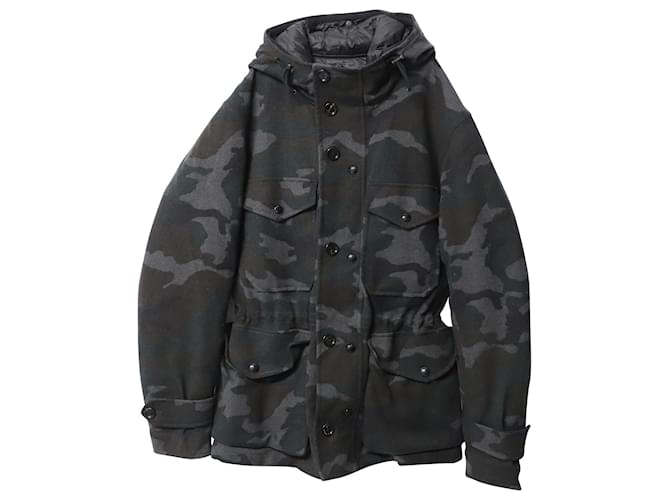 Moncler Camouflage Parka Jacket in Multicolor Wool Multiple colors  ref.696530
