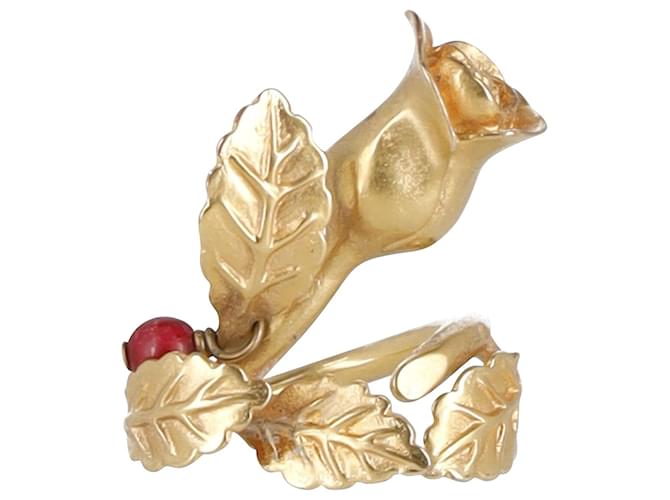 Bague Dior Rose sculptée en métal doré  ref.696569