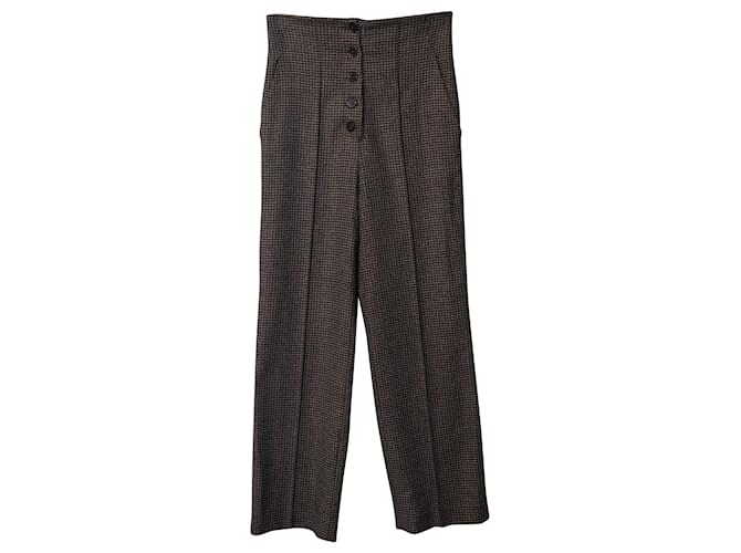 Pantalon coupe droite pied-de-poule Nanushka en polyester marron  ref.696586