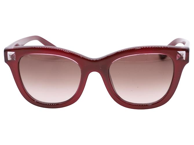 Valentino Garavani Rockstudded Sonnenbrille aus burgunderrotem Acetat Bordeaux  ref.696592