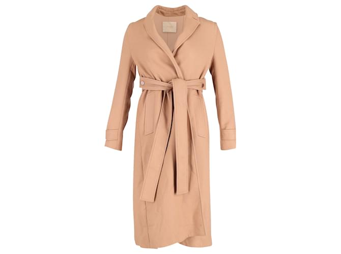 Maje Gump Pleated Trench Coat in Beige Polyester  ref.696596