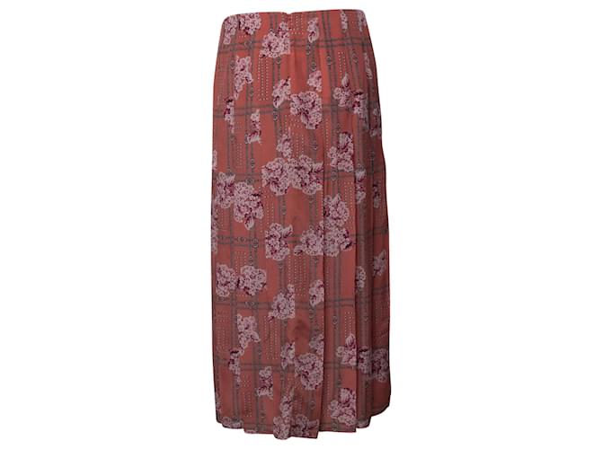 Gucci Floral Print Pleated Skirt in Pink Silk  ref.696648