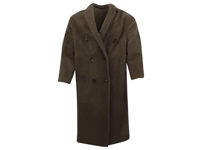 Brunello Cucinelli Double Breasted Shearling Reversible Coat in Brown Sheep Skin Leather  ref.696671