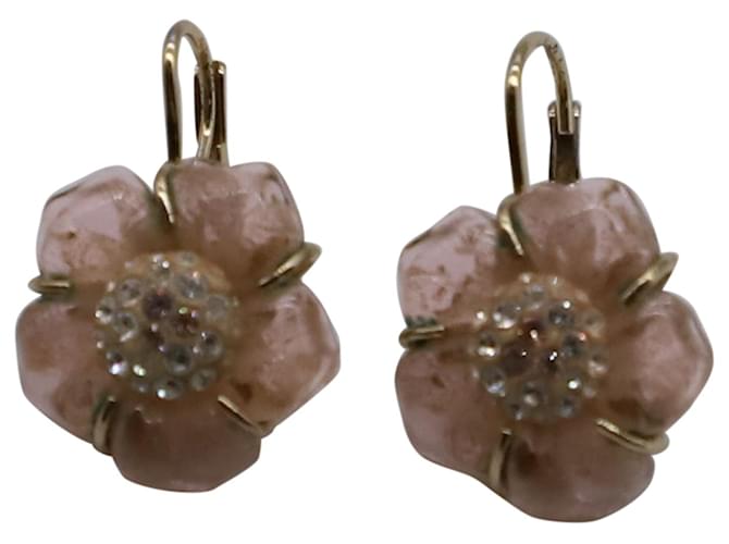Swarovski Floral Motif Drop Earrings in Pink Crystal   ref.696733
