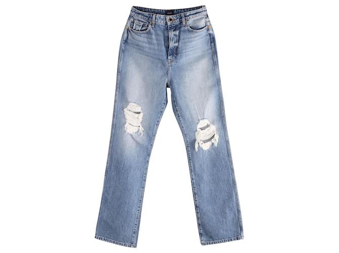 Calça Jeans Stovepipe de cintura alta Danielle Khaite em algodão azul claro  ref.696763