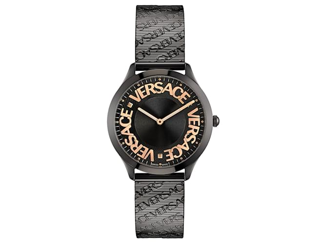 Montre-bracelet Halo à logo Versace Noir  ref.696811