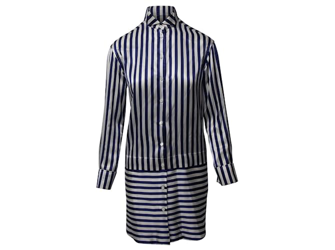 Burberry Striped Shirt Dress in Blue Silk Cotton  ref.696835