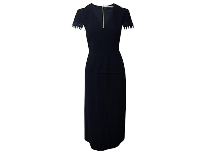Roland Mouret Sleeve Embellished Midi Dress in Black Wool  ref.696839