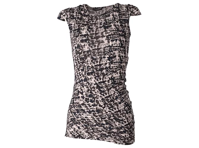 Alexander McQueen Ruched Printed Sleeveless Top in Black Viscose  Cellulose fibre  ref.696844