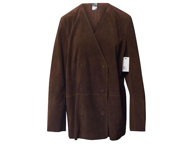 Totême Double-Breasted Blazer in Nougat Brown Suede  ref.696857