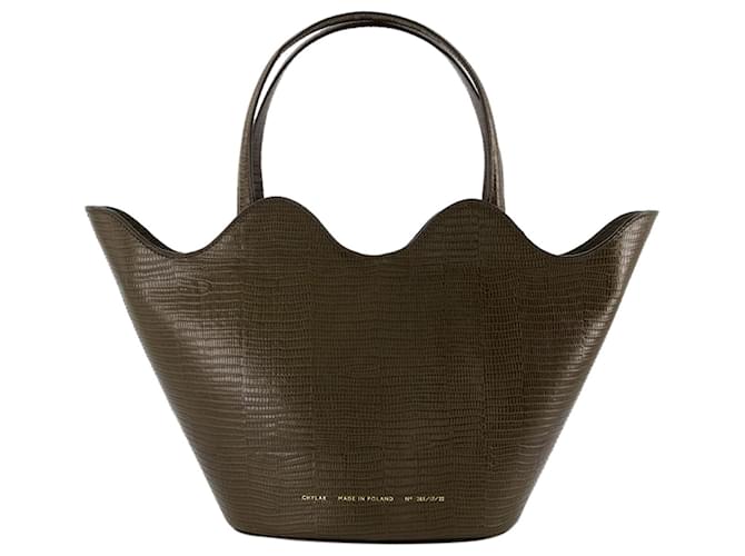 Autre Marque Wavy Basket Tote Bag - Chylak - Brown - Lezard Embossed Leather  ref.696873