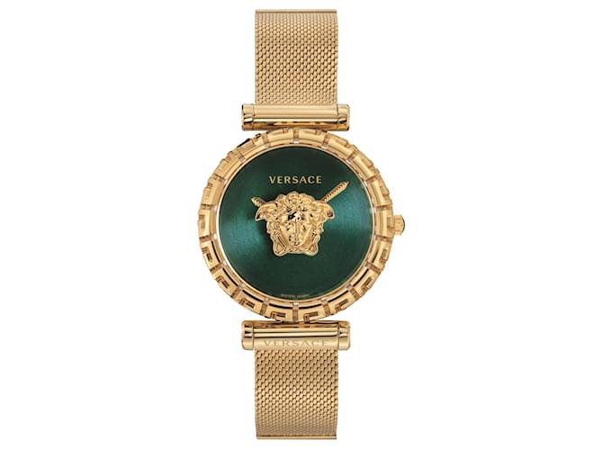 Versace Relógio de malha Palazzo Empire Greca Dourado Metálico  ref.696908