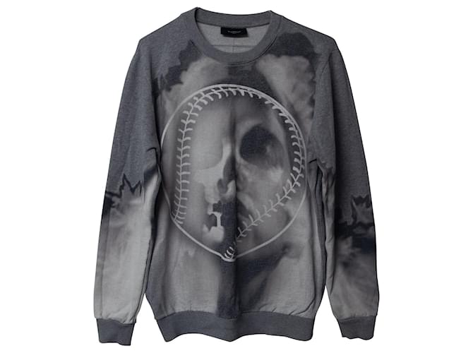 Givenchy Baseball Print Skull Sweater in Grey Cotton   ref.696910