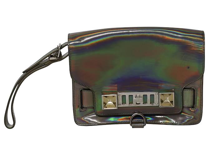 Proenza Schouler PS11 Mini Hologram Clutch in Metallic Leather