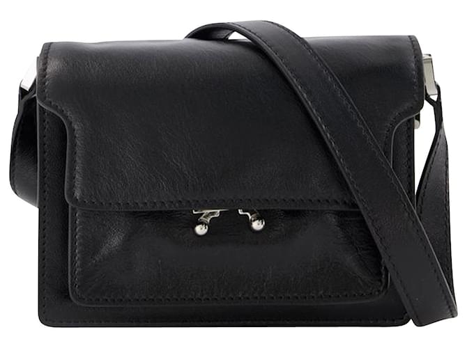 Trunk Soft Mini Bag in black and white leather
