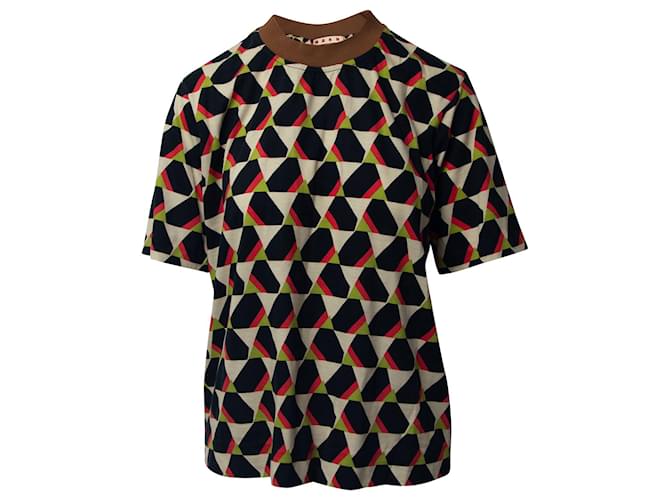 Marni Printed Short Sleeve Blouse in Multicolor Cotton   ref.697005