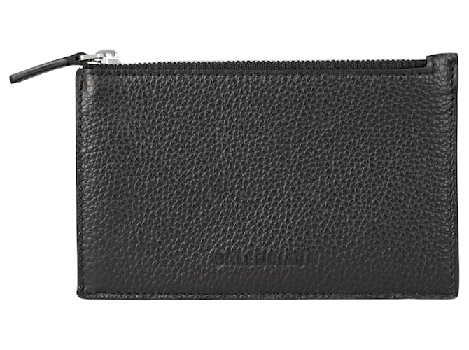 Balenciaga Men's Essential zipped card case in black Leather  ref.697020