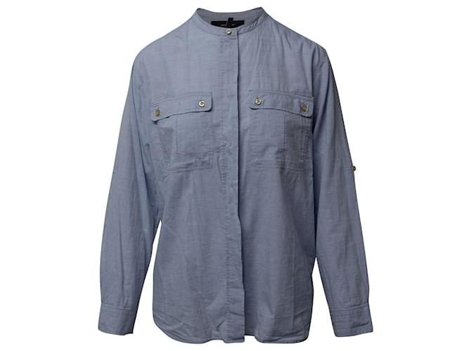 Camisa Isabel Marant de manga comprida com botão frontal em algodão azul  ref.697114