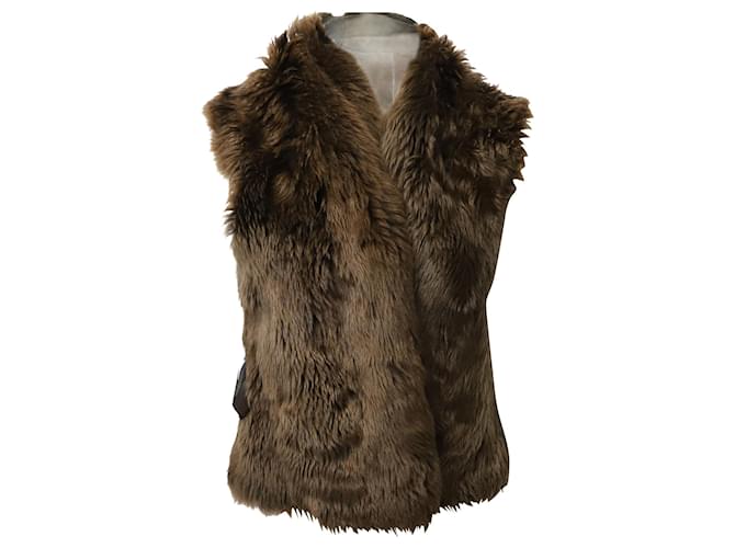 Joseph Faux Fur Vest in Brown Leather  ref.697149