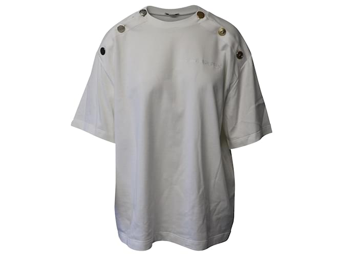 Alexander McQueen Button Embellished T-shirt in White Cotton  ref.697159
