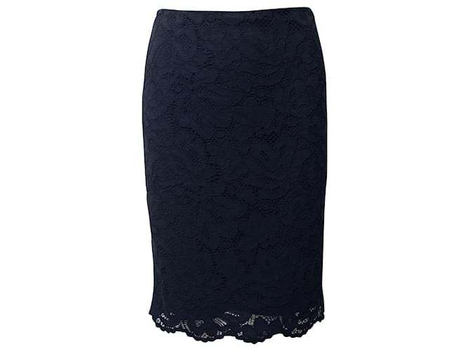 Sandro Paris Lace Pencil Skirt in Black Cotton   ref.697164
