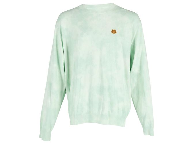 Kenzo Upperr Crest Tied-Dye Pullover aus hellgrüner Baumwolle