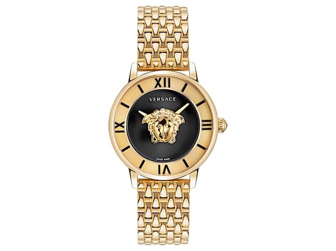 Relógio Pulseira Versace La Medusa Dourado Metálico  ref.697218