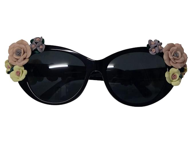 Dolce & Gabbana DG4180 Geblümte Sonnenbrille aus schwarzem Acetat Zellulosefaser  ref.697241