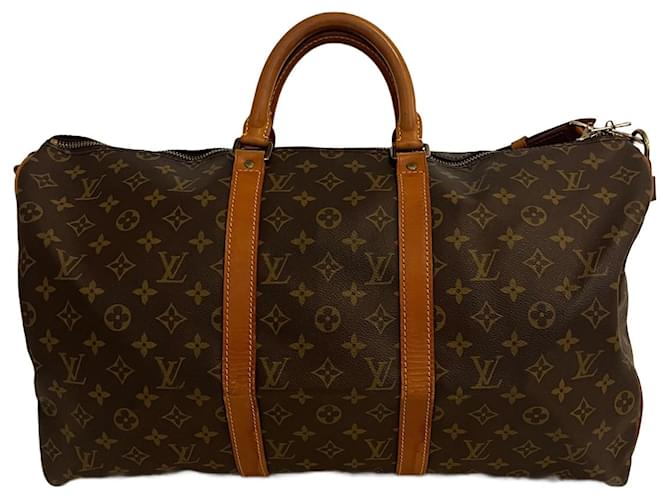 Brown Coated Canvas Louis Vuitton Keepall Bandouliere 50 Cloth  ref.697942