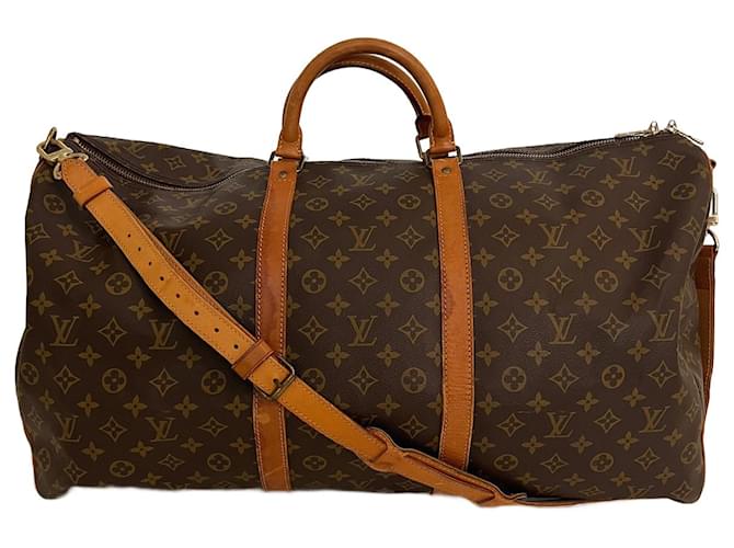 Brown Coated Canvas Louis Vuitton Keepall Bandouliere 60 Cloth  ref.697951